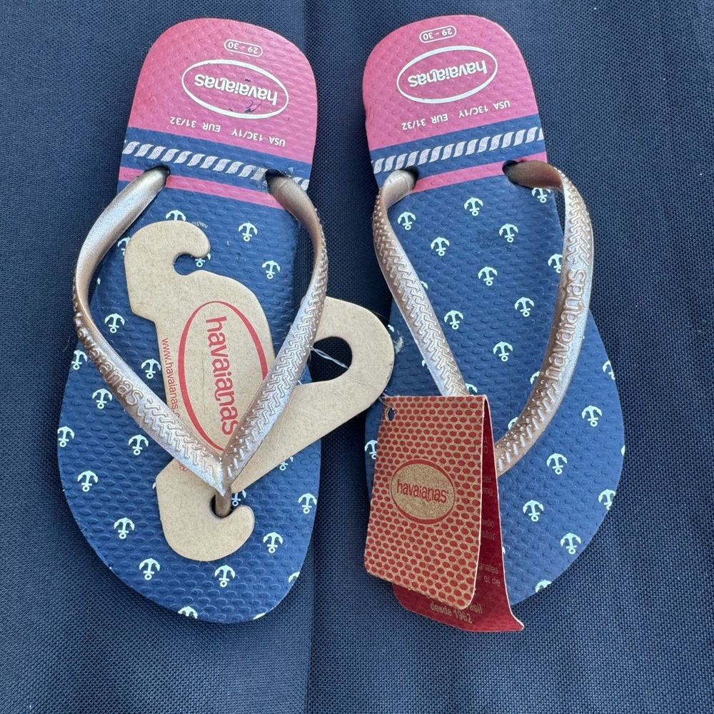 Havaianas Red and Navy Anchor Flip Flops